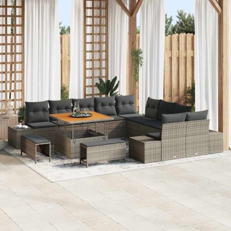Conjunto de sofás de jardín 13 pcs Gris ratán sintético en Sofás de exterior | Comprar online en Foru.es