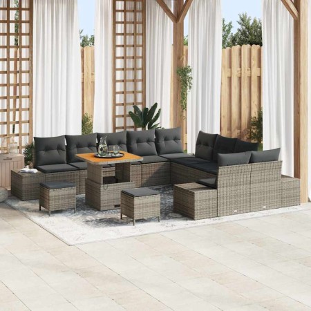 Conjunto de sofás de jardín 13 pcs Gris ratán sintético en Sofás de exterior | Comprar online en Foru.es