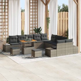 Conjunto de sofás de jardín 13 pcs Gris ratán sintético en Sofás de exterior | Comprar online en Foru.es