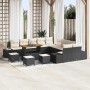 Conjunto de sofá de jardín con cojín 14 pcs Negro Poliratán en Sofás de exterior | Comprar online en Foru.es