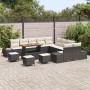 Conjunto de sofá de jardín con cojín 14 pcs Negro Poliratán en Sofás de exterior | Comprar online en Foru.es