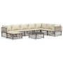 Juego de muebles de jardín 9 pzas y cojines ratán PE antracita de vidaXL, Sofás de exterior - Ref: Foro24-3186792, Precio: 75...