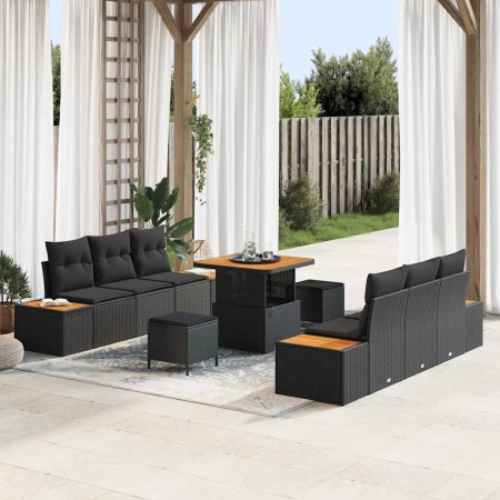 Conjunto de sofás de jardín 9 pcs Negro ratán sintético en Sofás de exterior | Comprar online en Foru.es