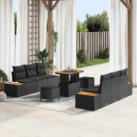 Conjunto de sofás de jardín 9 pcs Negro ratán sintético en Sofás de exterior | Comprar online en Foru.es