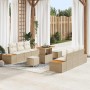 Conjunto de sofás de jardín 9 pcs Beige ratán sintético en Sofás de exterior | Comprar online en Foru.es