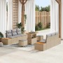 Conjunto de sofás de jardín 9 pcs Beige ratán sintético en Sofás de exterior | Comprar online en Foru.es