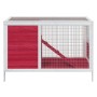 Conejera de madera maciza de pino roja 103x44x69,5 cm de vidaXL, Jaulas y habitáculos para animales pequeños - Ref: Foro24-17...
