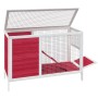 Conejera de madera maciza de pino roja 103x44x69,5 cm de vidaXL, Jaulas y habitáculos para animales pequeños - Ref: Foro24-17...