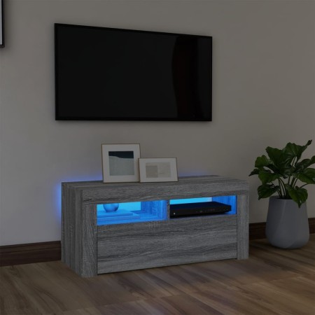 Mueble de TV con luces LED gris Sonoma 90x35x40 cm de vidaXL, Muebles TV - Ref: Foro24-822722, Precio: 62,28 €, Descuento: %