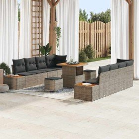 Conjunto de sofás de jardín 11 pcs Gris ratán sintético en Sofás de exterior | Comprar online en Foru.es