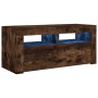 Mueble de TV con luces LED roble ahumado 90x35x40 cm de vidaXL, Muebles TV - Ref: Foro24-822721, Precio: 53,52 €, Descuento: %