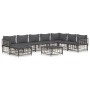 Juego de muebles de jardín 9 pzas y cojines ratán PE antracita de vidaXL, Sofás de exterior - Ref: Foro24-3186793, Precio: 75...