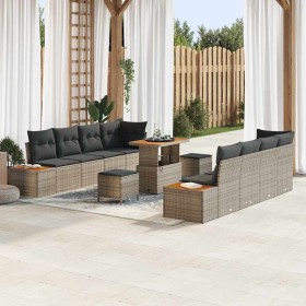 Conjunto de sofás de jardín 11 pcs Gris ratán sintético en Sofás de exterior | Comprar online en Foru.es