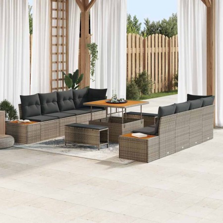 Conjunto de sofás de jardín 11 pcs Gris ratán sintético en Sofás de exterior | Comprar online en Foru.es