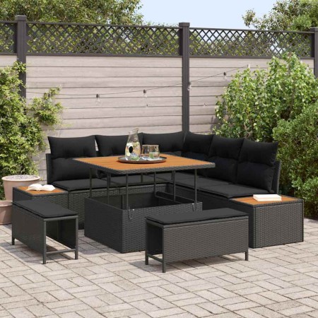 Conjunto de sofás de jardín 8 pcs Negro ratán sintético en Sofás de exterior | Comprar online en Foru.es