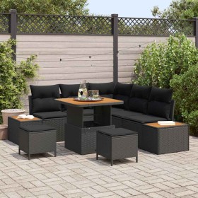 Conjunto de sofás de jardín 8 pcs Negro ratán sintético en Sofás de exterior | Comprar online en Foru.es