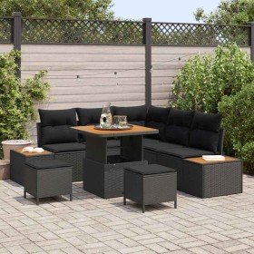 Conjunto de sofás de jardín 8 pcs Negro ratán sintético en Sofás de exterior | Comprar online en Foru.es
