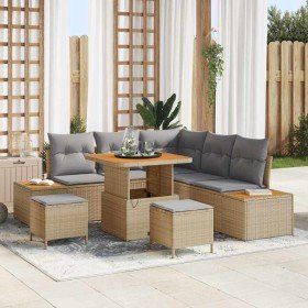 Conjunto de sofás de jardín 8 pcs Beige ratán sintético en Sofás de exterior | Comprar online en Foru.es