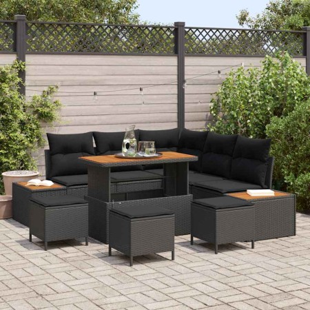 Conjunto de sofás de jardín 9 pcs Negro ratán sintético en Sofás de exterior | Comprar online en Foru.es