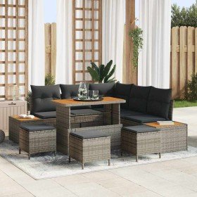 Conjunto de sofás de jardín 9 pcs Gris ratán sintético en Sofás de exterior | Comprar online en Foru.es