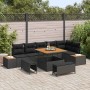 Conjunto de sofás de jardín 9 pcs Negro ratán sintético en Sofás de exterior | Comprar online en Foru.es