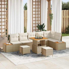 Conjunto de sofás de jardín 9 pcs Beige ratán sintético en Sofás de exterior | Comprar online en Foru.es