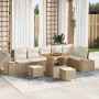 Conjunto de sofás de jardín 9 pcs Beige ratán sintético en Sofás de exterior | Comprar online en Foru.es