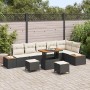 Conjunto de sofás de jardín 9 pcs Negro ratán sintético en Sofás de exterior | Comprar online en Foru.es