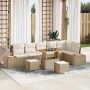 Conjunto de sofás de jardín 9 pcs Beige ratán sintético en Sofás de exterior | Comprar online en Foru.es