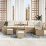 Conjunto de sofás de jardín 9 pcs Beige ratán sintético en Sofás de exterior | Comprar online en Foru.es