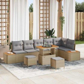 Conjunto de sofás de jardín 9 pcs Beige ratán sintético en Sofás de exterior | Comprar online en Foru.es