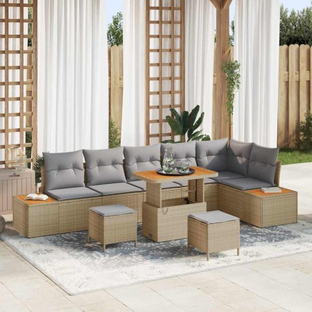 Conjunto de sofás de jardín 9 pcs Beige ratán sintético en Sofás de exterior | Comprar online en Foru.es