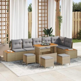Conjunto de sofás de jardín 10 pcs Beige ratán sintético en Sofás de exterior | Comprar online en Foru.es