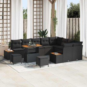 Conjunto de sofás de jardín 12 pcs Negro ratán sintético en Sofás de exterior | Comprar online en Foru.es