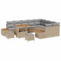 Conjunto de sofás de jardín 12 pcs Beige ratán sintético en Sofás de exterior | Comprar online en Foru.es