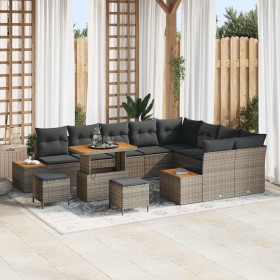 Conjunto de sofás de jardín 12 pcs Gris ratán sintético en Sofás de exterior | Comprar online en Foru.es