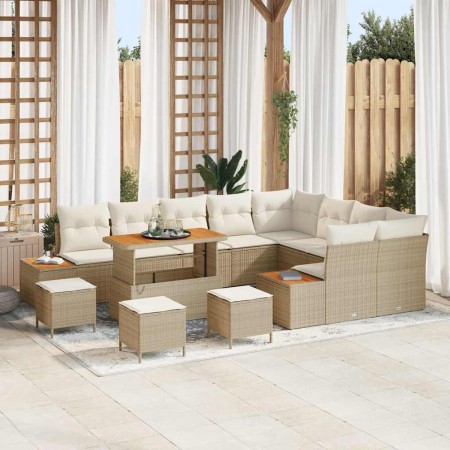 Conjunto de sofás de jardín 13 pcs Beige ratán sintético en Sofás de exterior | Comprar online en Foru.es