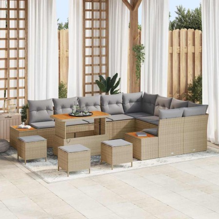 Conjunto de sofás de jardín 13 pcs Beige ratán sintético en Sofás de exterior | Comprar online en Foru.es