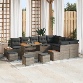Conjunto de sofás de jardín 13 pcs Gris ratán sintético en Sofás de exterior | Comprar online en Foru.es