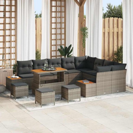 Conjunto de sofás de jardín 13 pcs Gris ratán sintético en Sofás de exterior | Comprar online en Foru.es