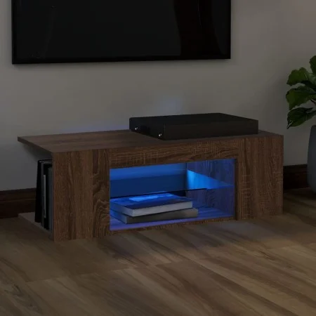 Mueble de TV con luces LED color roble marrón 90x39x30 cm de vidaXL, Muebles TV - Ref: Foro24-822667, Precio: 46,46 €, Descue...