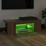 Mueble de TV con luces LED color roble marrón 90x39x30 cm de vidaXL, Muebles TV - Ref: Foro24-822667, Precio: 46,46 €, Descue...