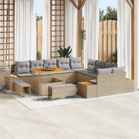 Conjunto de sofás de jardín 13 pcs Beige ratán sintético en Sofás de exterior | Comprar online en Foru.es