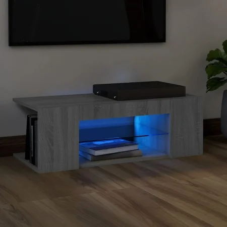 Mueble de TV con luces LED gris Sonoma 90x39x30 cm de vidaXL, Muebles TV - Ref: Foro24-822666, Precio: 55,01 €, Descuento: %