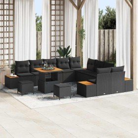 Conjunto de sofás de jardín 13 pcs Negro ratán sintético en Sofás de exterior | Comprar online en Foru.es