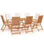Comedor de jardín 9 piezas con cojines madera maciza de teca en Conjuntos de jardín | Comprar online en Foru.es