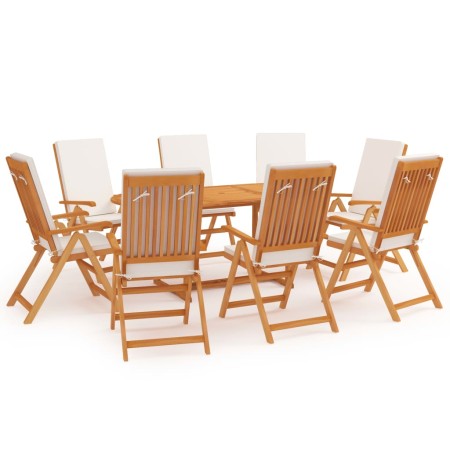 Comedor de jardín 9 piezas con cojines madera maciza de teca en Conjuntos de jardín | Comprar online en Foru.es