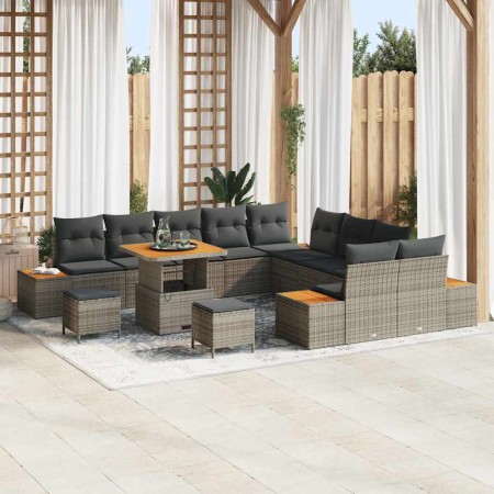 Conjunto de sofás de jardín 13 pcs Gris ratán sintético en Sofás de exterior | Comprar online en Foru.es