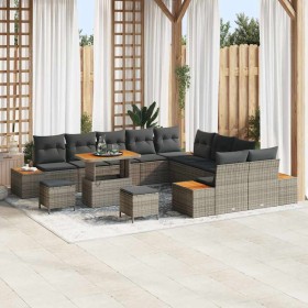 Conjunto de sofás de jardín 13 pcs Gris ratán sintético en Sofás de exterior | Comprar online en Foru.es