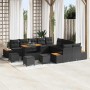 Conjunto de sofá de jardín con cojín 14 pcs Negro Poliratán en Sofás de exterior | Comprar online en Foru.es